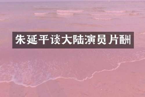 朱延平谈大陆演员片酬