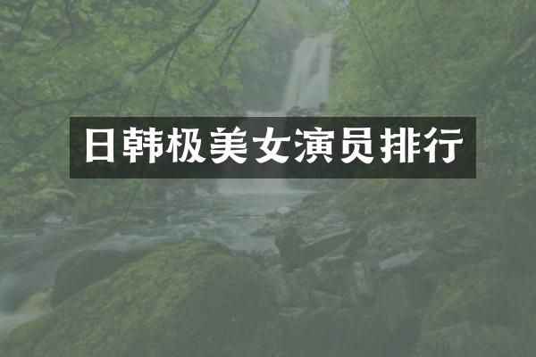 日韩极演员排行