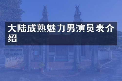 大陆成熟魅力男演员表介绍