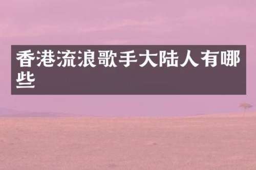 香港流浪歌手大陆人有哪些