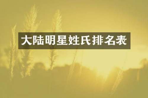 大陆明星姓氏排名表