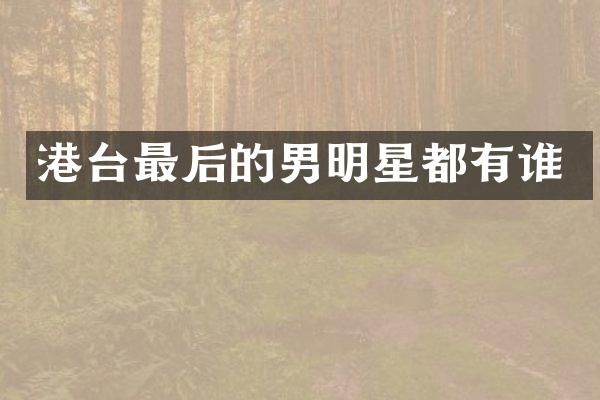 港台最后的男明星都有谁