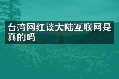 台湾网红谈大陆互联网是真的吗