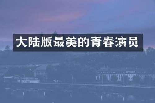大陆版最美的青春演员