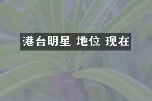 港台明星 地位 现在