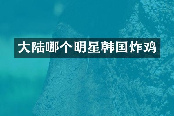 大陆哪个明星韩国炸鸡