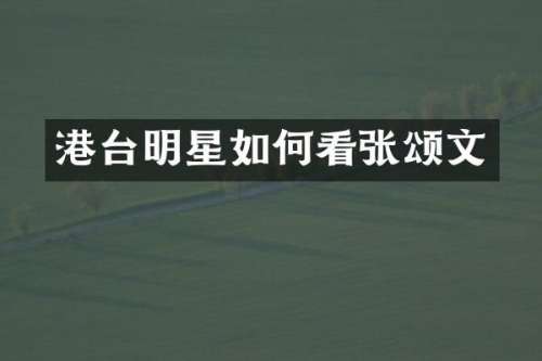 港台明星如何看张颂文