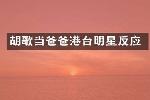 胡歌当爸爸港台明星反应