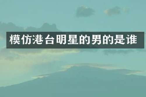 模仿港台明星的男的是谁