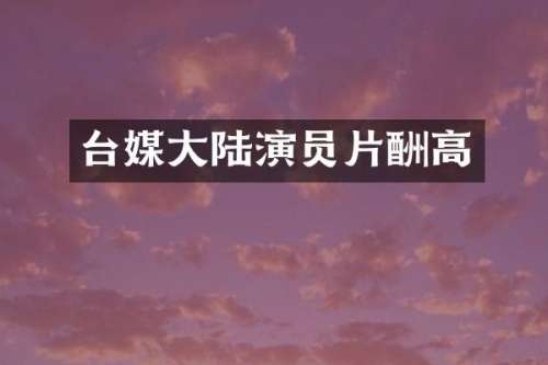 台媒大陆演员片酬高