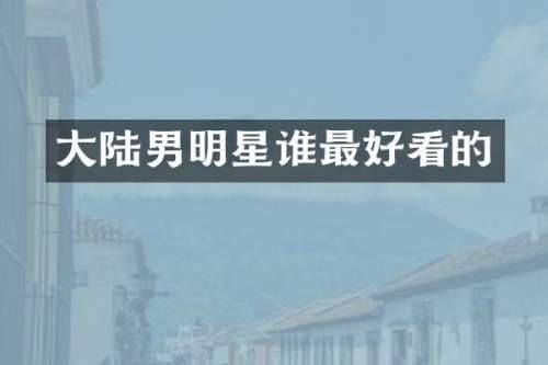 大陆男明星谁最好看的