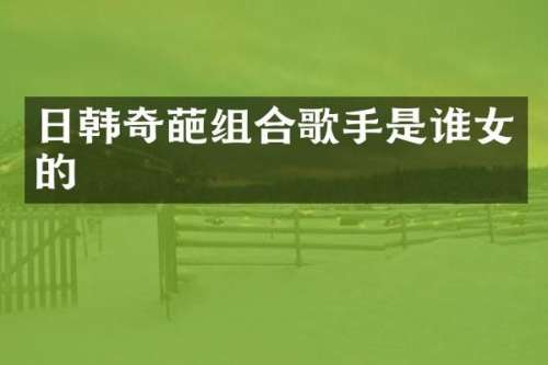 日韩奇葩组合歌手是谁女的