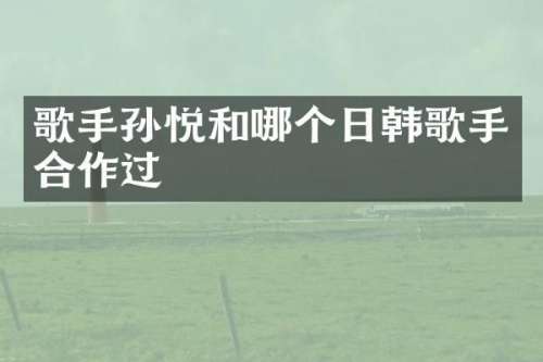 歌手孙悦和哪个日韩歌手合作过