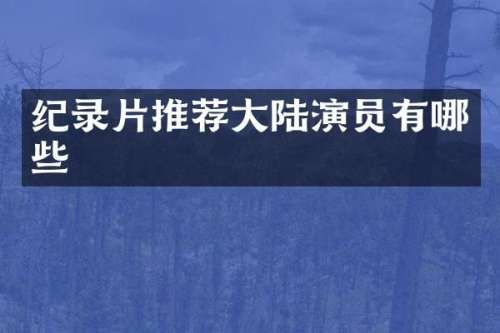 纪录片推荐大陆演员有哪些