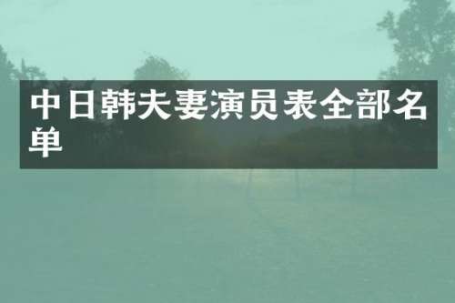 中日韩夫妻演员表全部名单