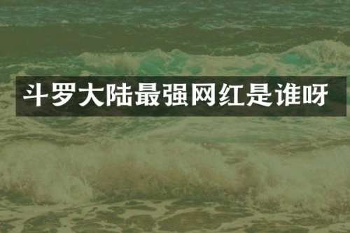 斗罗大陆最强网红是谁呀