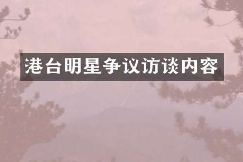 港台明星争议访谈内容
