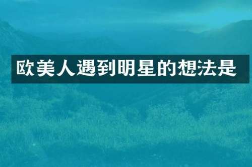 欧美人遇到明星的想法是