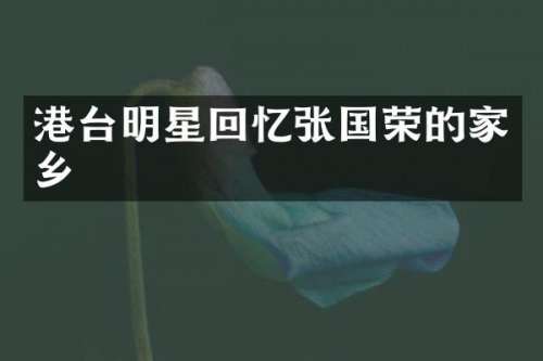 港台明星回忆张国荣的家乡