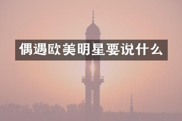 偶遇欧美明星要说什么