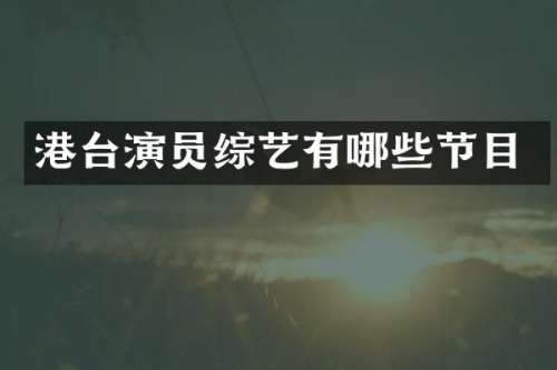 港台演员综艺有哪些节目