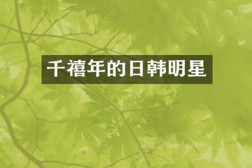 千禧年的日韩明星