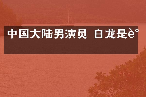 中国大陆男演员 白龙是谁