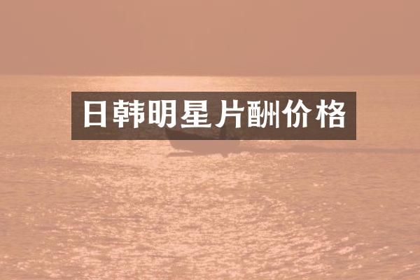 日韩明星片酬价格