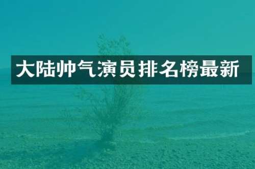 大陆帅气演员排名榜最新