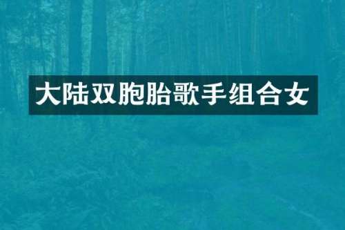 大陆双胞胎歌手组合女