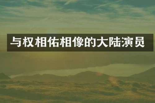 与权相佑相像的大陆演员