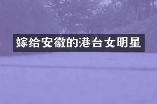 嫁给安徽的港台女明星