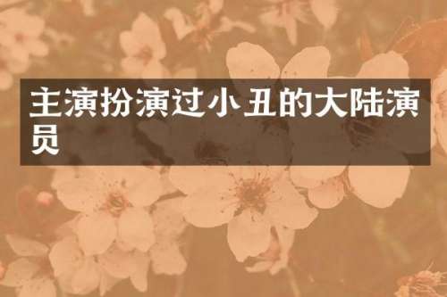 主演扮演过小丑的大陆演员