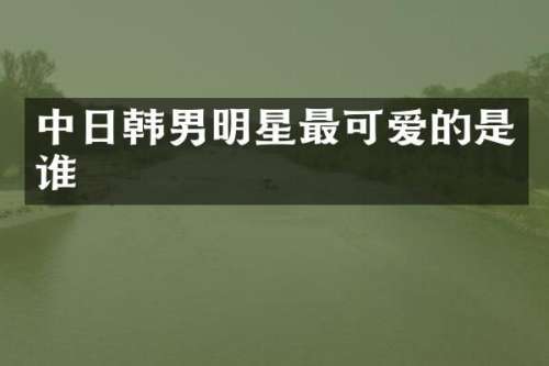 中日韩男明星最可爱的是谁