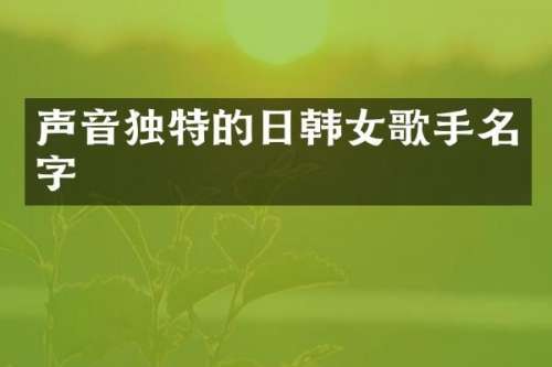 声音独特的日韩女歌手名字