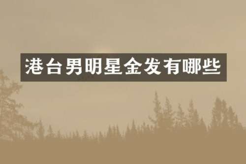 港台男明星金发有哪些