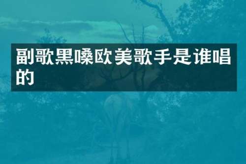 副歌黑嗓欧美歌手是谁唱的