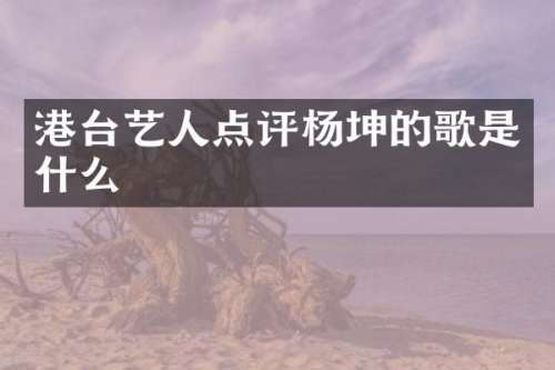 港台艺人点评杨坤的歌是什么