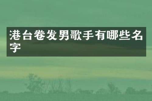 港台卷发男歌手有哪些名字