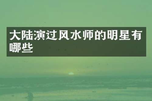 大陆演过风水师的明星有哪些