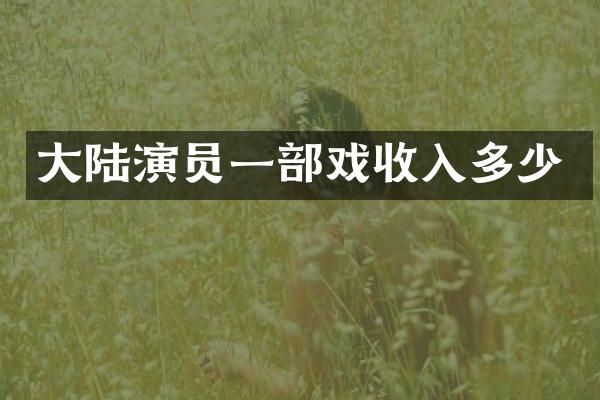 大陆演员一部戏收入多少