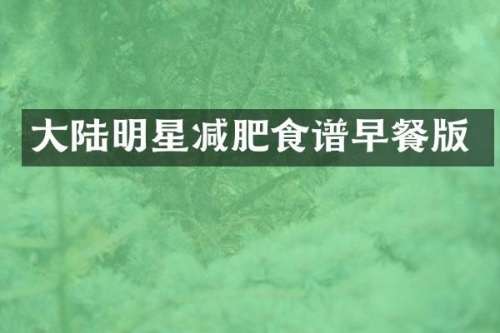 大陆明星减肥食谱早餐版