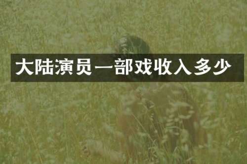 大陆演员一部戏收入多少