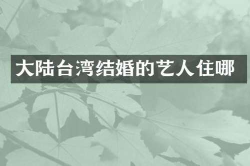 大陆台湾结婚的艺人住哪