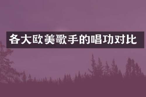 各大欧美歌手的唱功对比