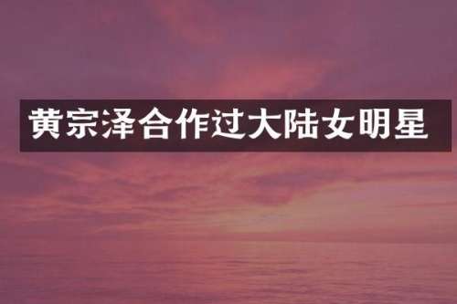 黄宗泽合作过大陆女明星