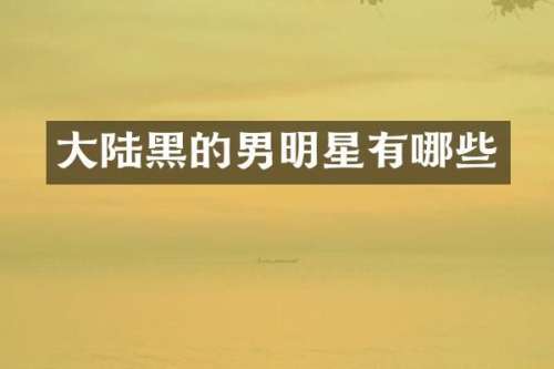 大陆黑的男明星有哪些