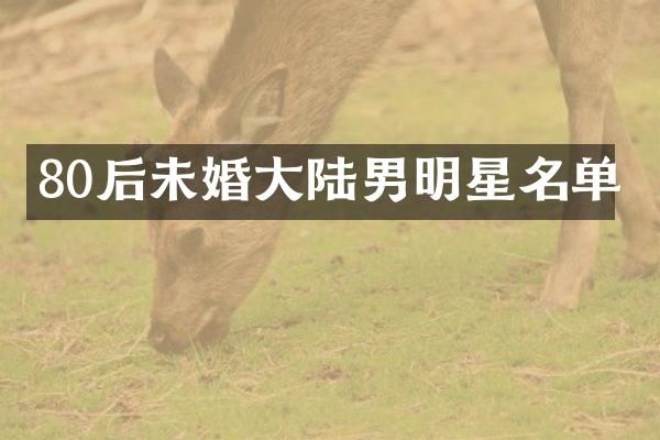80后未婚大陆男明星名单