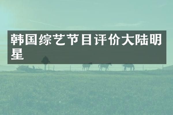 韩国综艺节目评价大陆明星
