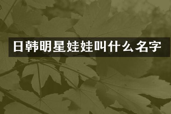 日韩明星娃娃叫什么名字